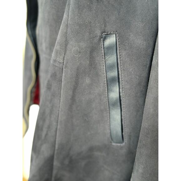 Vintage Italian Suede Jacket Women’s 49 Navy Blue ADAM Made in Italy, Retro Moto - Picture 5 of 14